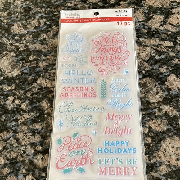 RECOLLECTIONS HOLIDAY SAYINGS CLEAR STAMPS LOT IF 3 NWT - Picture 4 of 6